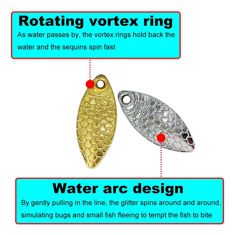 50 Uds cebo giratorio Spinners cuchara señuelos Lucio señuelo de pesca de Metal lentejuelas de semilla de melón girar para atrapar peces - imagen 2