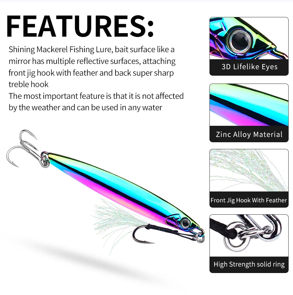 Señuelo de pesca Jigging de Metal de aleación de Zinc de alta calidad, 10g, 20g, 30g, ojos 3D, cebo de pesca, plantilla de plomo, señuelo de pesca exquisito - imagen 3