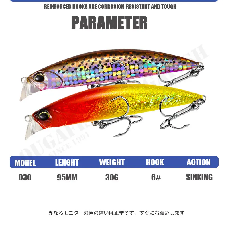 Señuelo de Pesca Minnow 30g 95mm Jerkbait hundimiento agua completa Accesorios de Pesca Mar carpa pescado Leurre Isca Artificial Angeln equipo - imagen 4