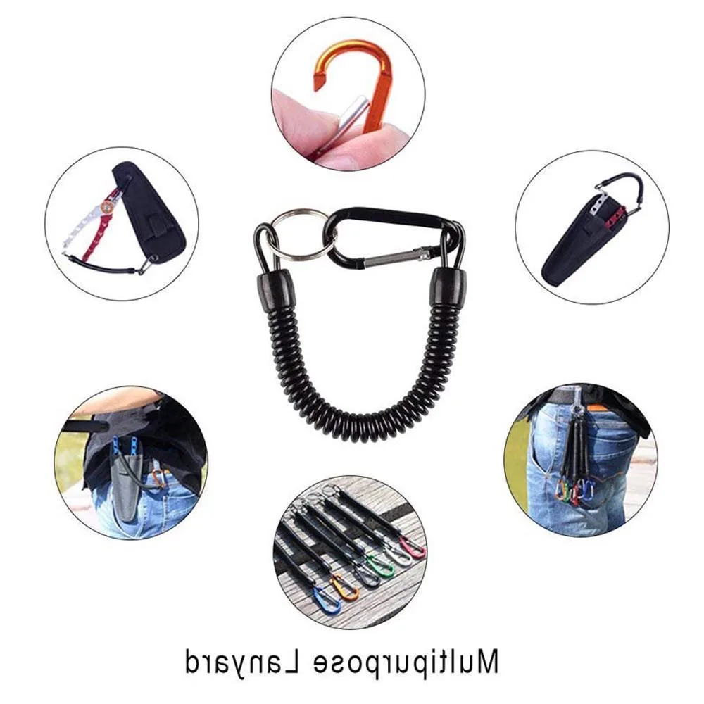 Cuerda antipérdida de alta resistencia para acampar, práctica multifuncional para llave con mosquetón, alicates de cordón de pesca, cuerdas en espiral, canoa - imagen 4