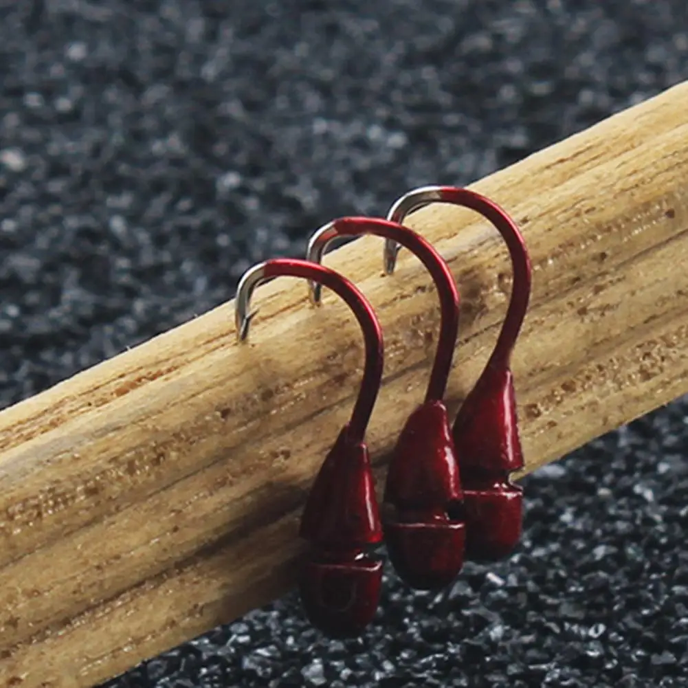 50 Uds. Anzuelo de pesca rojo de Metal resistente 45 grados anzuelos de púas afilados agua dulce agua salada lubina perca accesorios de pesca - imagen 3