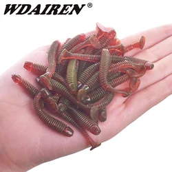 50 Uds o 20 piezas cebo suave falso de gusano Jigging Wobbler 5cm 0,8g señuelo de pesca de silicona Artificial cola en T cebo Swimbait aparejos de mosca