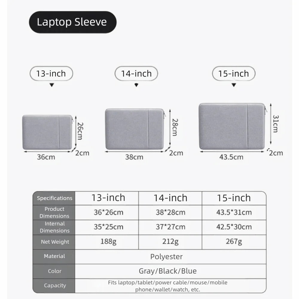 Bolsa para tableta de 13,3/14/15 pulgadas, bolso portátil a prueba de golpes para ordenador portátil, funda protectora acolchada resistente al agua a prueba de golpes - imagen 2