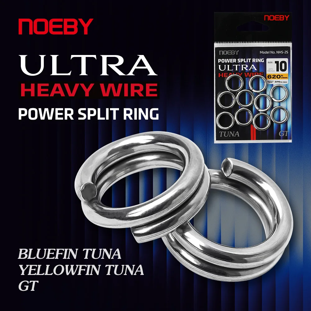 Anillos divididos de acero inoxidable con potencia de alambre ultra pesado NOEBY # 7 # 8 # 9 # 10 anillos divididos para aparejos de pesca Offshore Big Game Bluefin Tuna GT