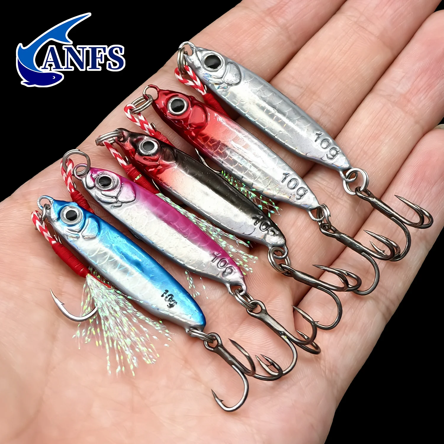 ANFS-gabarito de Metal de fundición larga con ganchos dobles, cebo falso VIB para agua dulce y salada, increíble señuelo de pesca, regalos para hombres, 5 uds. - imagen 5