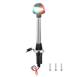 Luz de proa, luces de navegación para barcos, LED rojo y verde, poste de luz extraíble, Base de montaje enchufable de 2 pines, DC12V 12 pulgadas