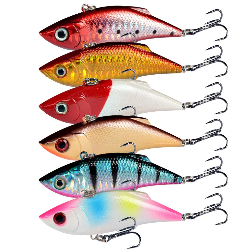 Señuelos de pesca duros VIB, 6 uds., cebo vib que se hunde, anzuelos triples, Crankbait Wobber, aparejos de pesca artificiales - imagen 4