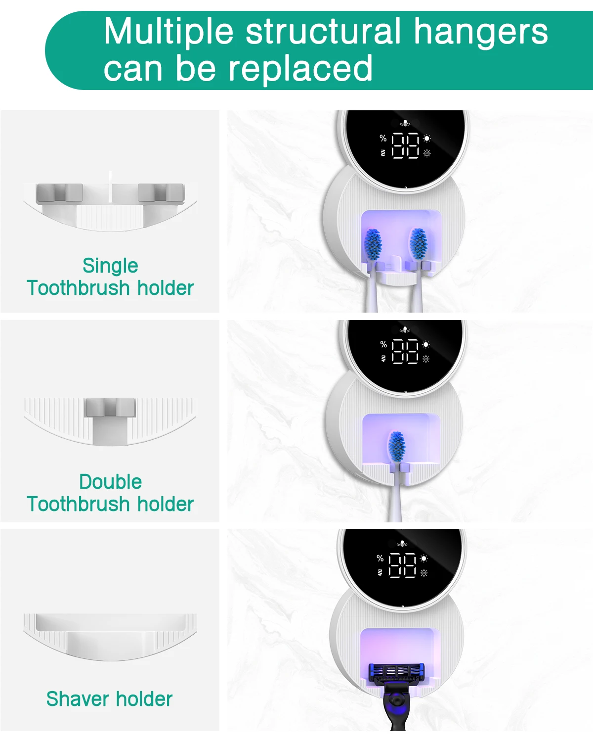 Limpiador UV para cepillos con soporte maquinilla y secado 60° - imagen 3