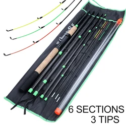 Caña de pescar alimentadora Sougayilang, mango alargado, 6 secciones, caña de pescar L M H Power, caña de viaje de fibra de carbono, aparejos de pesca