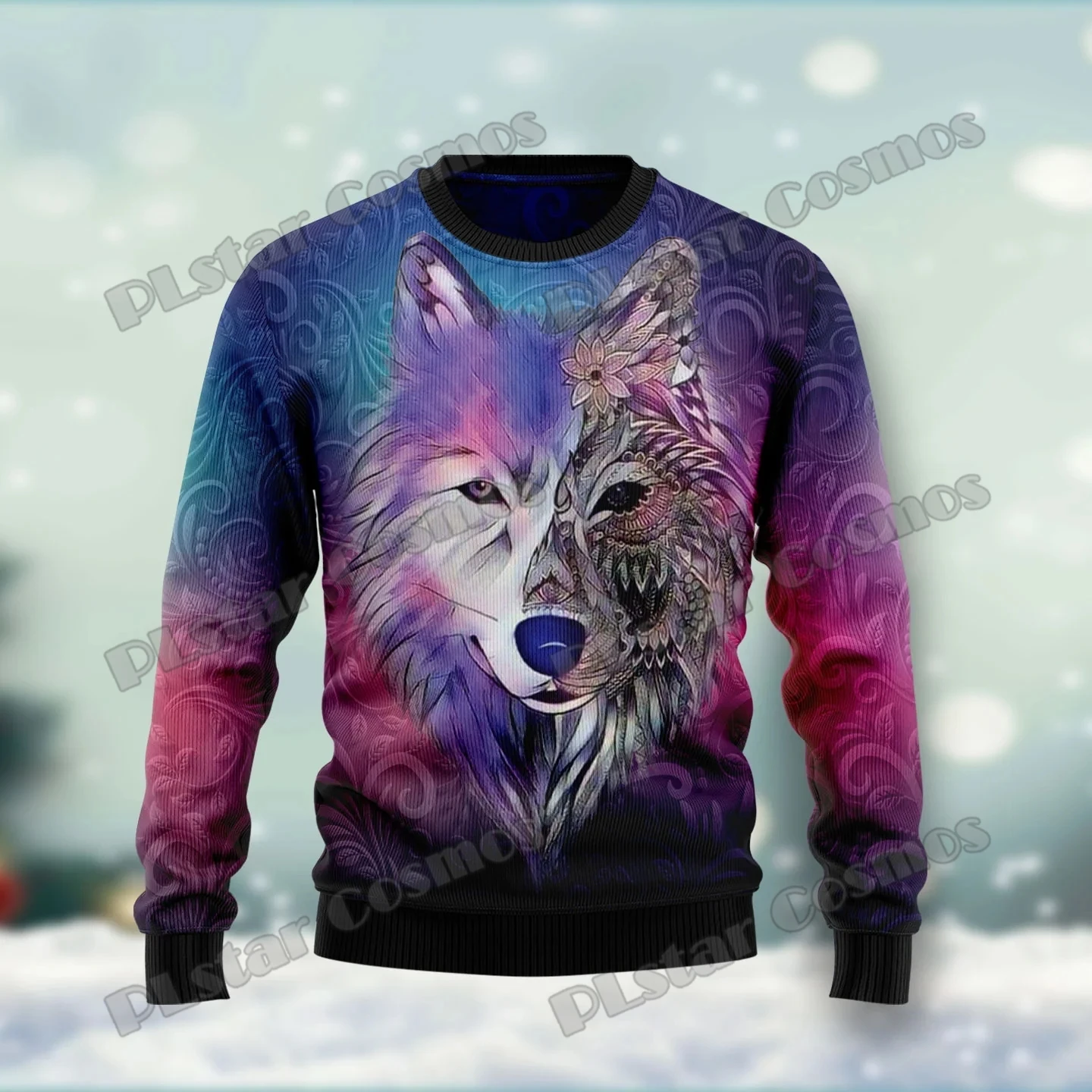 Suéter Lobo Howling Moon 3D Unisex Otoño‑Invierno – Jersey de punto - imagen 3