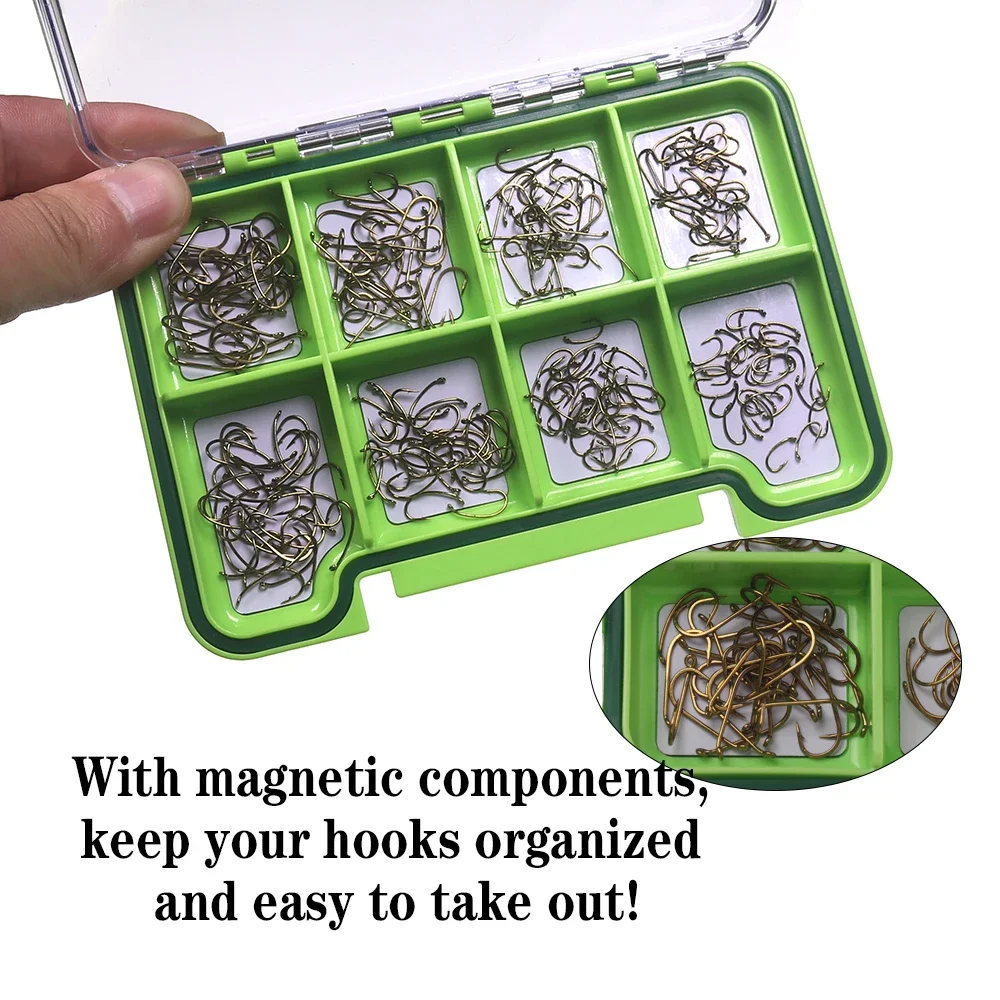 ICERIO-anzuelos de pesca con acabado de bronce, 240 piezas, con caja, seco, húmedo, ninfa, gambas, Caddis, Pupae, curvo, Scud checo - imagen 5