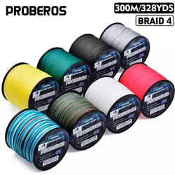 PROBEROS-sedal de pesca trenzado de 300M, multifilamento, PE, 4 soportes, 6-80lb, equipo de pesca, venta al por mayor