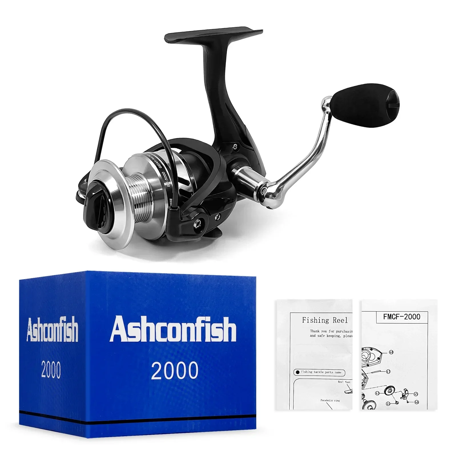 Carrete giratorio Ashconfish de alta capacidad serie 5000, carrete de pesca de gran juego para agua dulce y salada, carrete de pesca de fundición larga - imagen 3