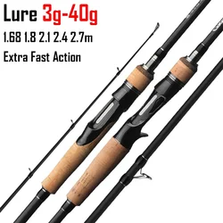 Caña spinning fibra carbono 3 tramos – Acción ultra rápida para carpa y trucha