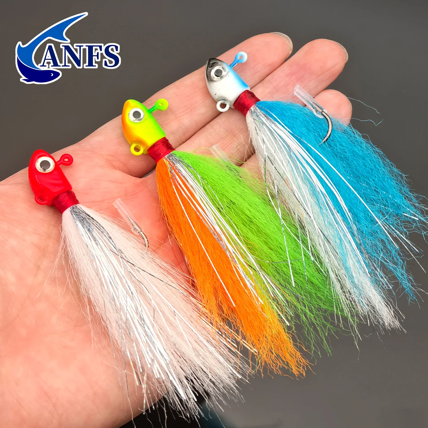ANFS 15g/0,528oz 1 pieza Jig Head Metal Jig Hook cebo señuelo de pesca con pluma Artificial - imagen 4