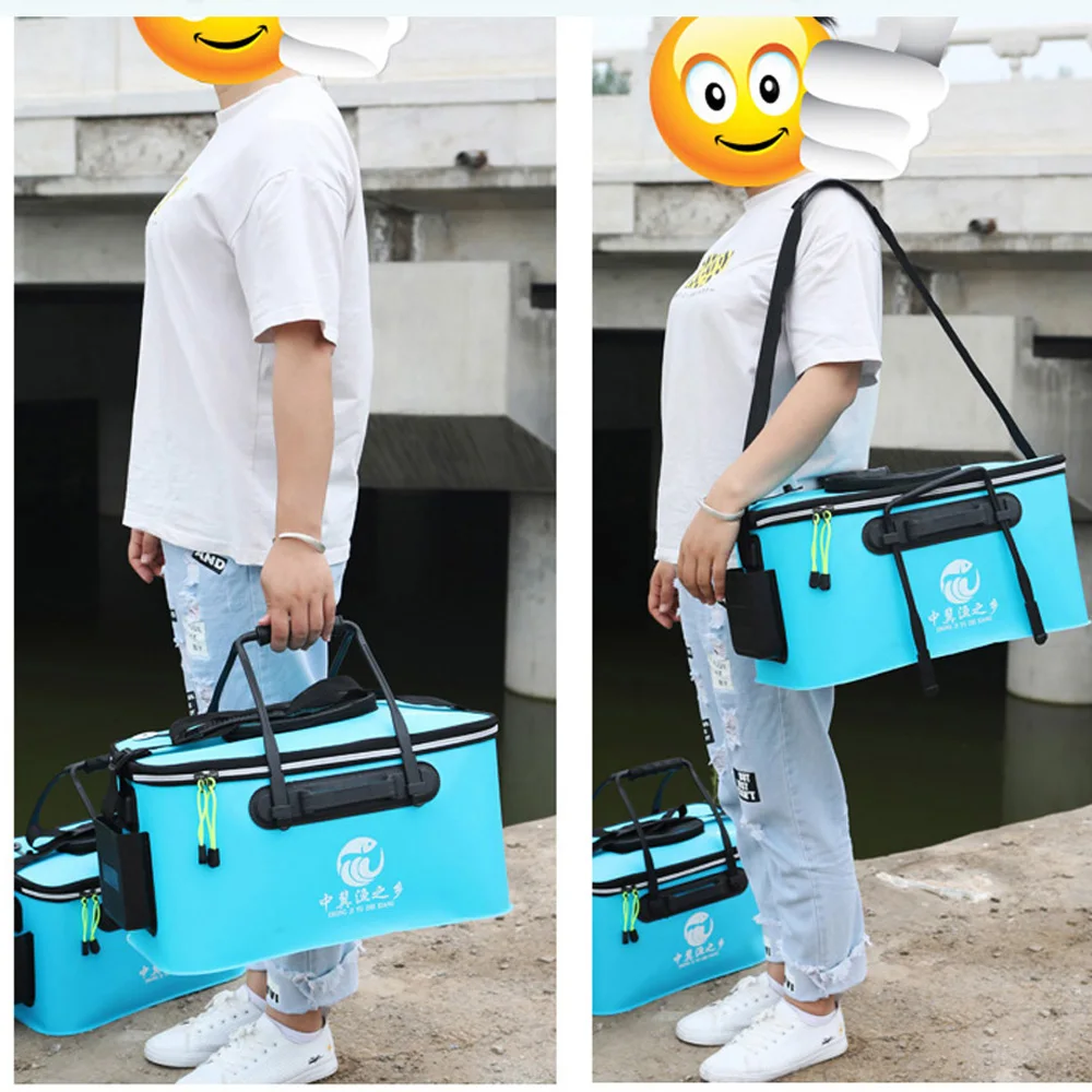 Cubo de pesca plegable con bolsa lateral y caja organizadora - imagen 5
