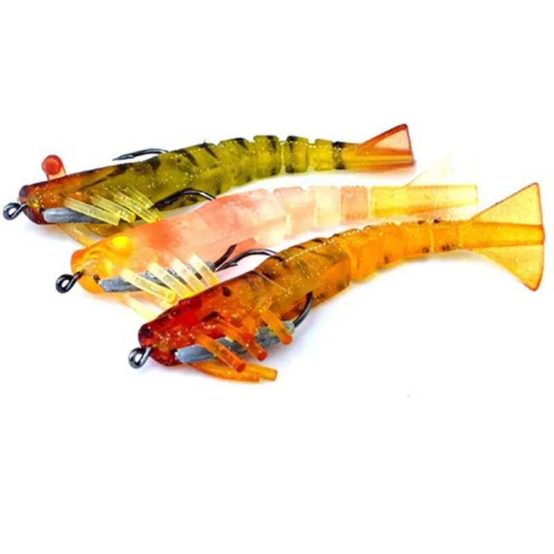 Señuelo de pesca cebo de camarón suave con anzuelo 8,9 cm 9g brillo Artificial articulación de bambú camarones señuelos cebos 1 pieza venta - imagen 3