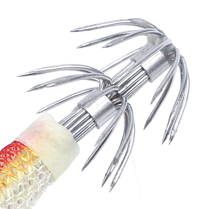 Topline-anzuelo de calamar de 3 piezas, anzuelo de pesca de pulpo brillante, cebo duro Artificial - imagen 5
