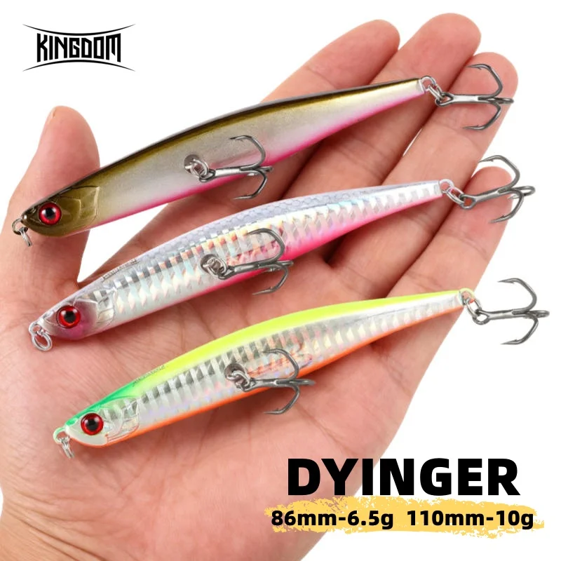 Kingdom Topwater-señuelo tipo lápiz para teñir, 110mm/10g, 86mm/6,5g, Jerkbaits artificiales, Wobblers duros, señuelo de pesca de lubina de agua dulce