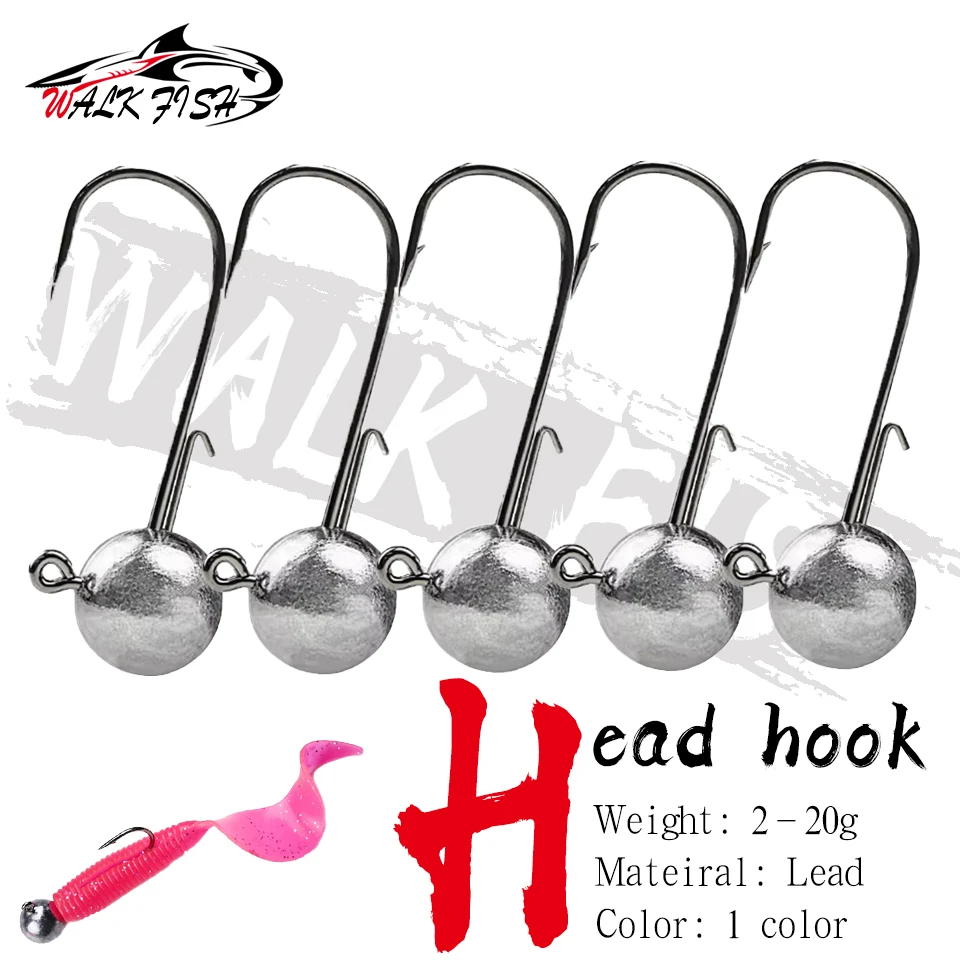 WALK FISH 5 unids/lote 2g-20g NED cabeza Jigs gancho lubina cebo suave negro pit mandarín anzuelo cabeza anzuelo sin malezas vástago largo