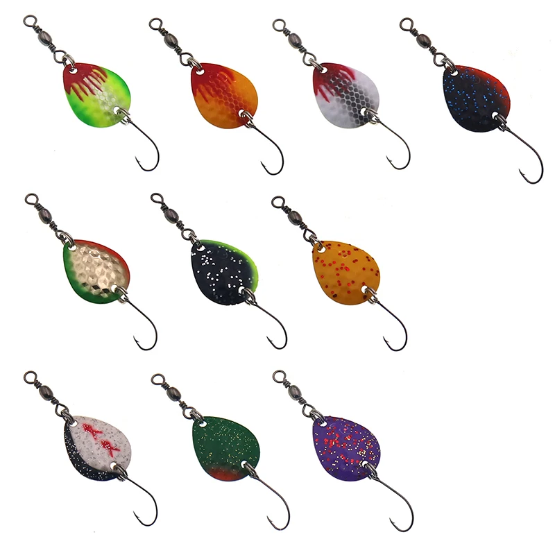 Cucharas de pesca de latón ultraligeras, 2g, 23mm, gancho único, cebo de metal, señuelo de pesca, perca de Lucio - imagen 3