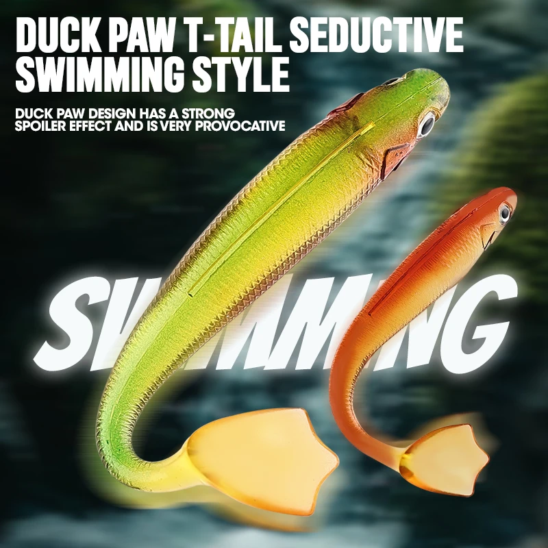 TAIYU 7 piezas set 9cm6g señuelo cebo suave cola cebo suave pato pie pescado PVC cebo suave simulación señuelo cebo pescado - imagen 4