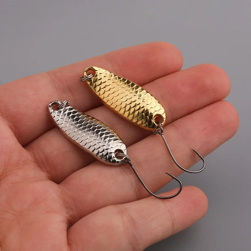 Nuevo Mini señuelo de Pesca 1,5g2,5g3,5g cuchara señuelos de Metal cebo giratorio Minnow pez pequeño anzuelo individual Jig Stream cebos de trucha Pesca - imagen 4