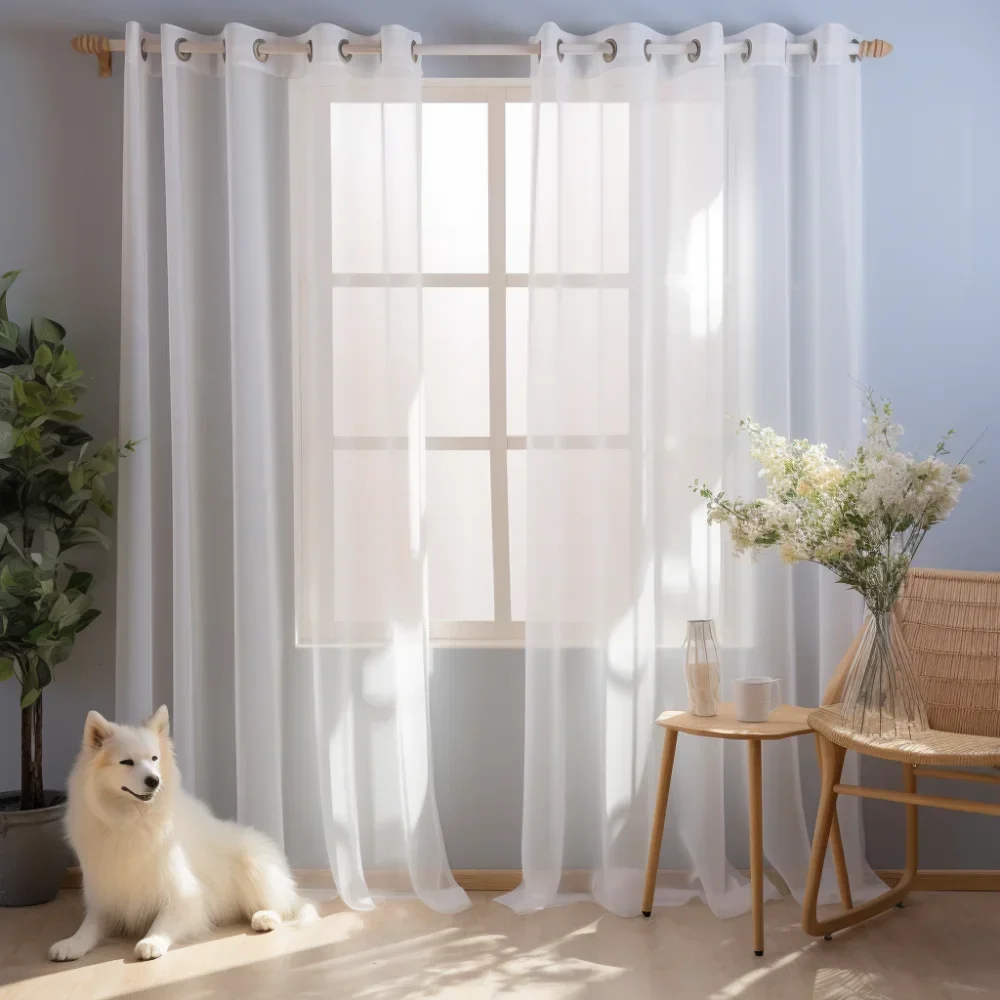 Cortinas transparentes de 132CM de ancho para decoración del hogar, ojales, tratamientos de ventanas elegantes y aireados y ligeros con filtrado de luz para dormitorio - imagen 5