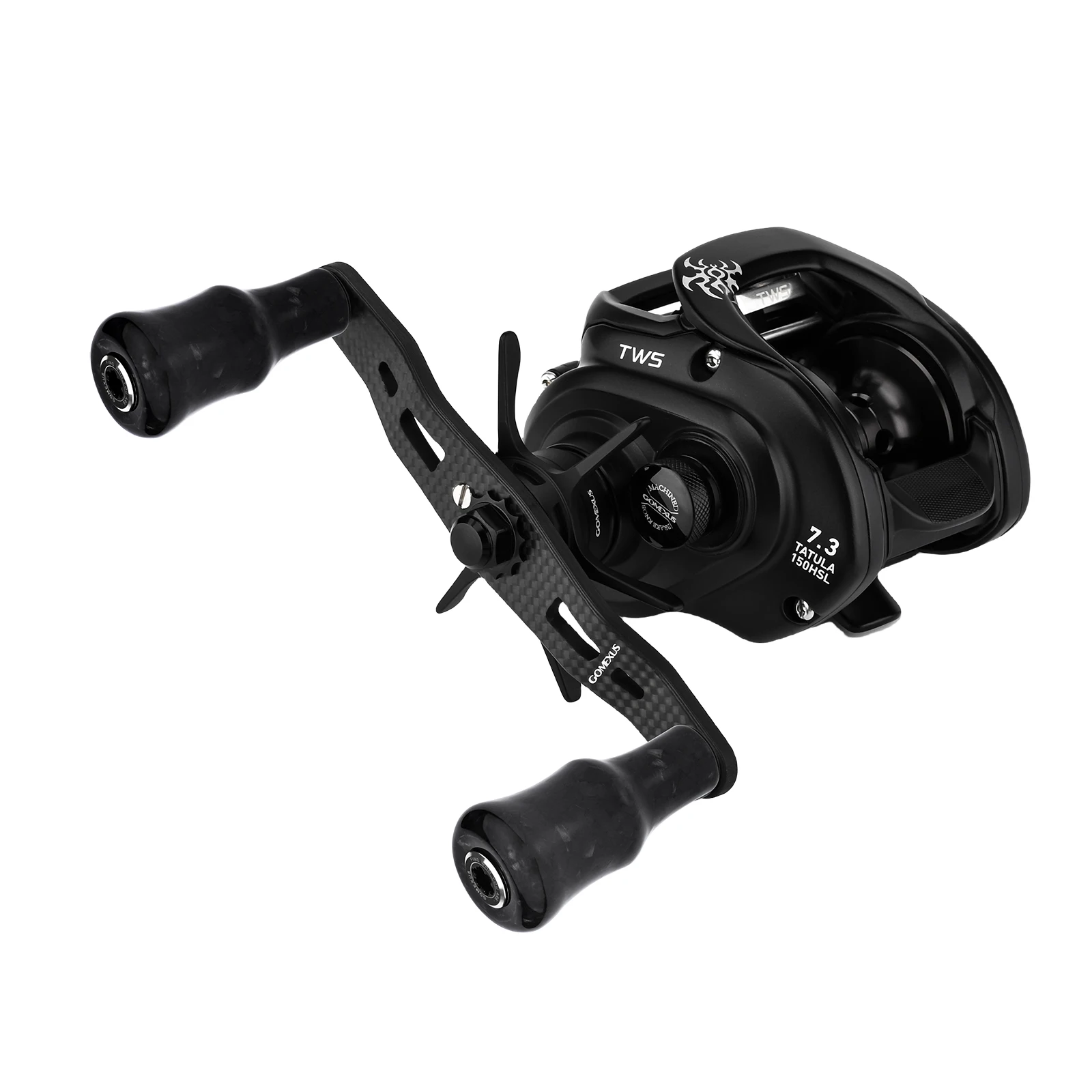 Mango de carrete de carbono Gomexus de 95mm para carretes de Baitcasting Daiwa Steeze Tatula y Shimano Curado con perilla de mango de carbono F24 de 24mm - imagen 2