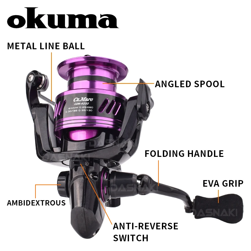 Okuma-carrete de pesca giratorio CRAZY MARC, 7 + 1BB, 8,5 KG, potencia máxima suavidad, cuerpo de grafito resistente a la corrosión - imagen 3
