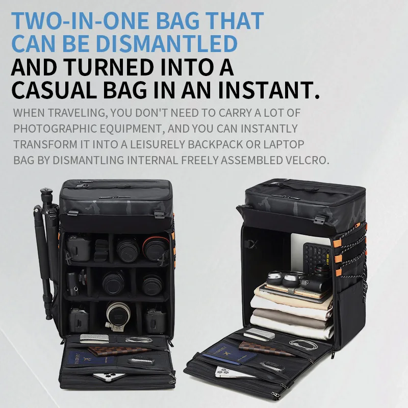 Bolsa de viaje, bolsa para ropa de trabajo al aire libre, mochila de almacenamiento multifuncional de gran capacidad, bolsa para pesca, camping y senderismo - imagen 5