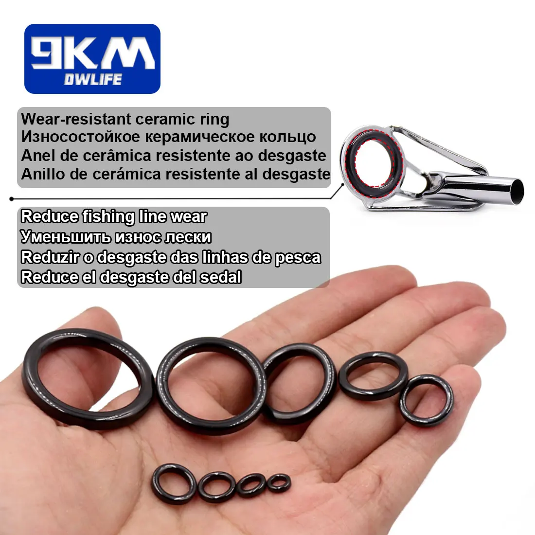 5 uds guías de caña de pescar puntas superior de acero inoxidable reparación de construcción ojo Kit de anillos de cerámica pesca en agua salada y dulce 8 ~ 16 # - imagen 4