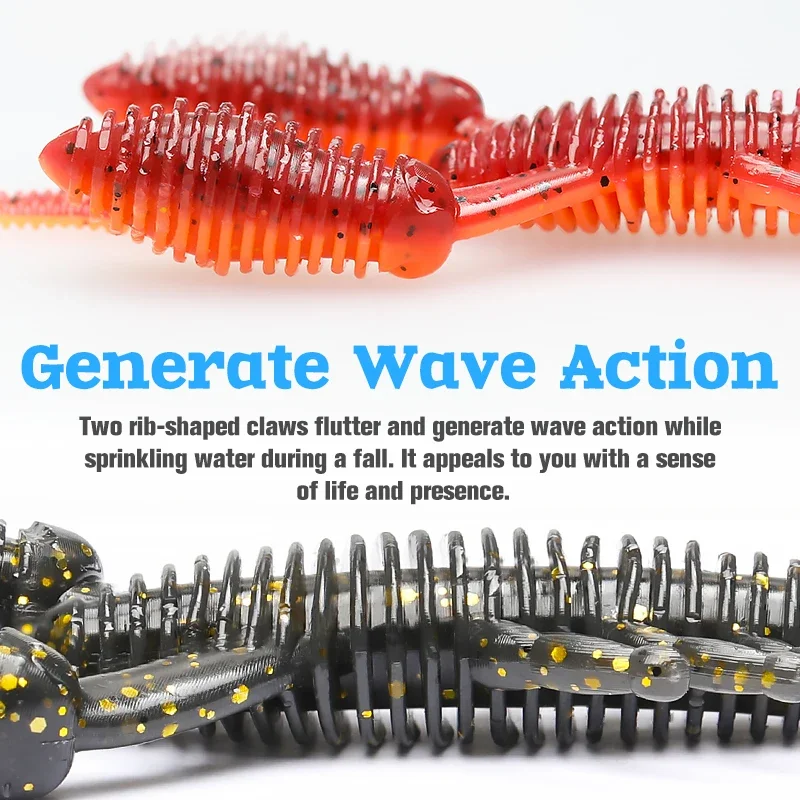 TSURINOYA fuelle garra gusano 3,23 pulgadas 6 uds cebo suave para camarones PREDATOR lubina Lucio señuelo de pesca Swimbait cebos de aparejo de pesca - imagen 5