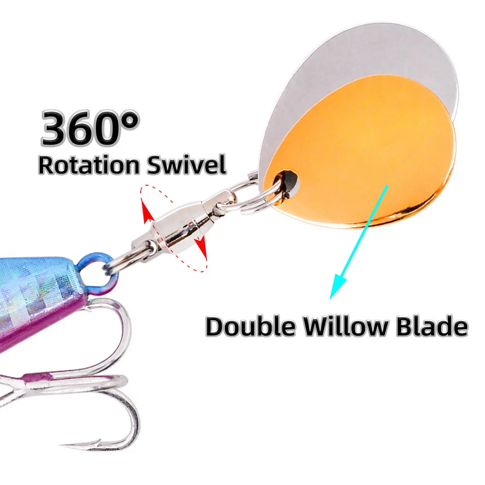 Aorace 8 Uds Metal VIB con doble lentejuelas juego de Señuelos de Pesca 10g-14g aparejos de pesca Pin Crankbait vibración Spinner cebo que se hunde - imagen 4