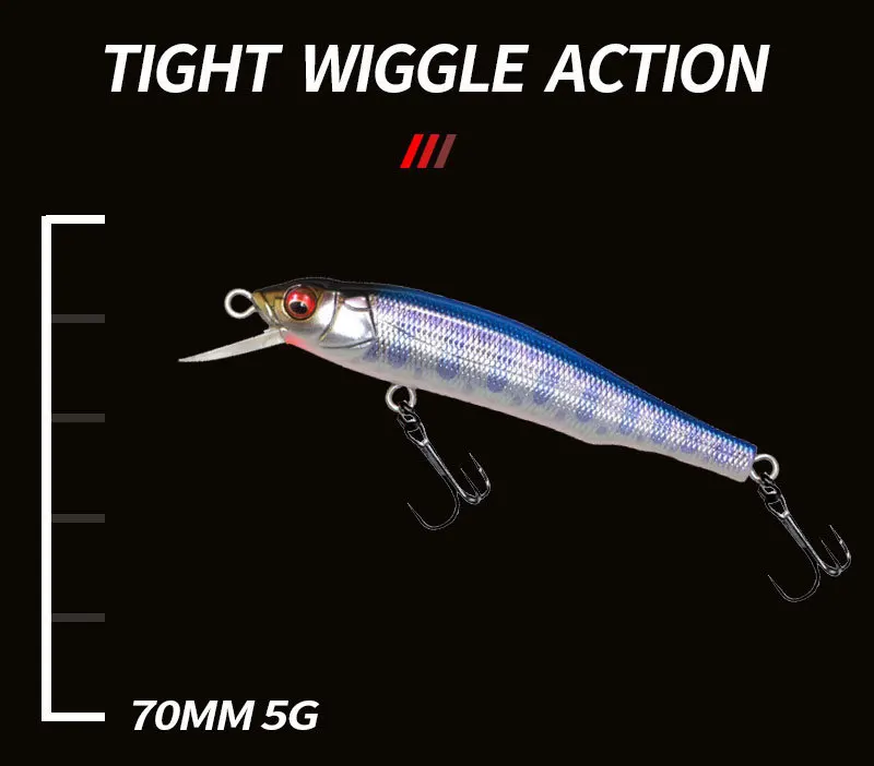 Señuelos de pesca de pececillo que se hunden, 1 piezas, 70mm, 5g, cebo duro de plástico Artificial para trucha, aparejos de pesca de lubina - imagen 4