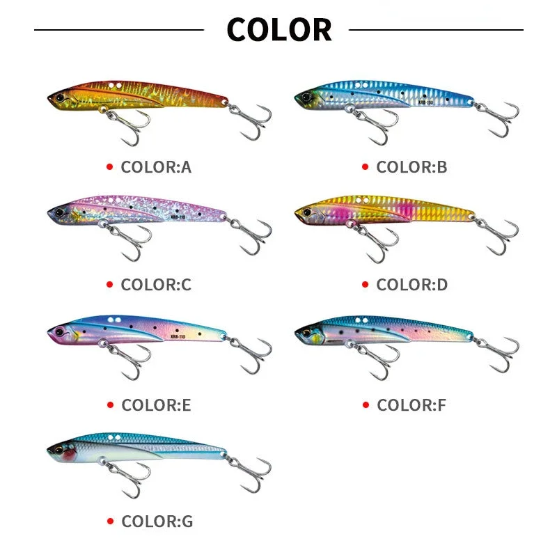 Señuelo de Pesca VIB de 45g, plantilla de Metal que se hunde, anzuelos triples fundidos de hoja grande, aparejos de vibración de fundición larga, cebo duro de Pesca para Lucio - imagen 4