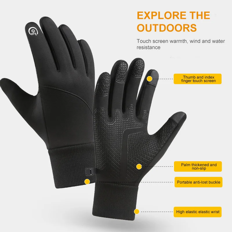 Guantes de invierno para hombre, resistentes al agua y al frío, para motocicleta, deportes al aire libre, cálidos, térmicos, forro polar, correr, esquí, XA131G - imagen 5