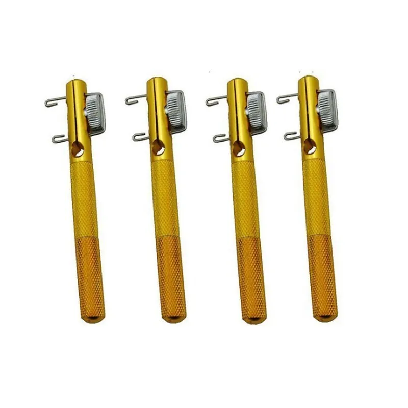 Anzuelo de pesca de doble cabeza, nudos de aguja, aleación de aluminio atado, gancho dorado, dispositivo, anudador de línea, cajas de aparejos, accesorios, 4 Uds. - imagen 5