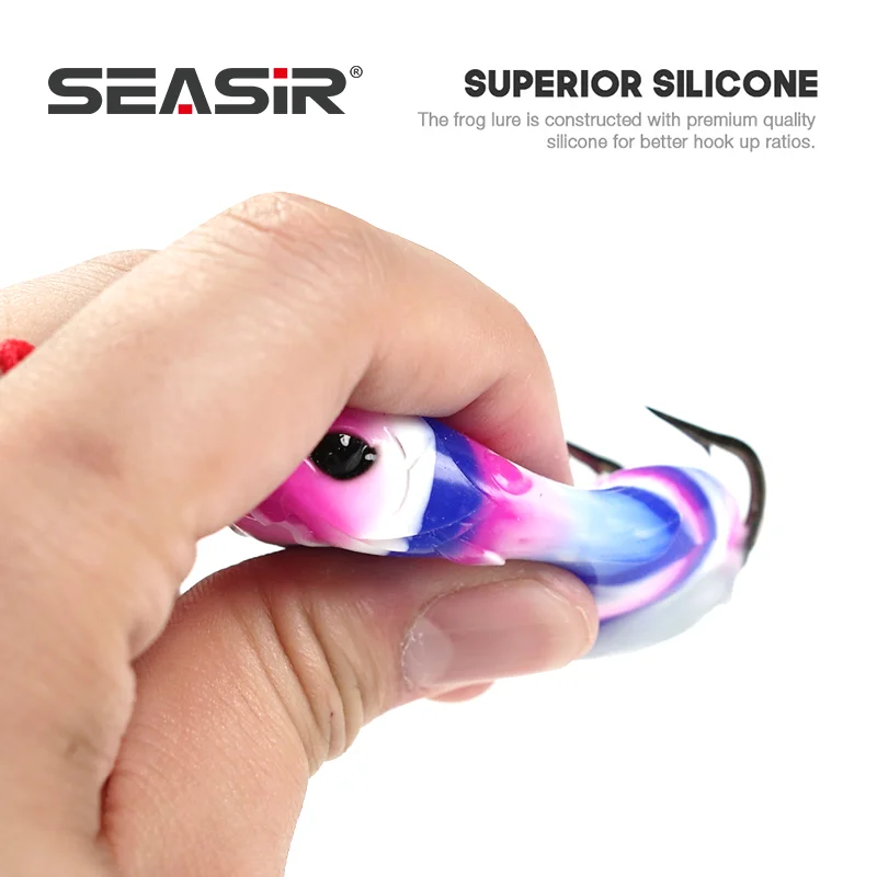 SEASIR Señuelo de pesca de rana suave de silicona, anzuelos dobles, cabeza de serpiente flotante, cebo Artificial, 7cm/17,5g - imagen 4