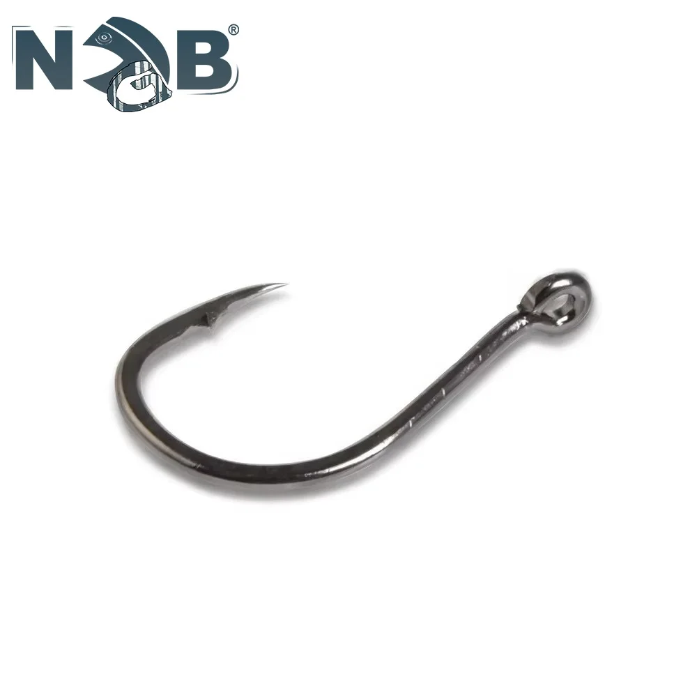 NGB 7-10PCS Anzuelo de pesca de acero rico en carbono ISEAMA 1 # -12 #   Anzuelo de carpa individual con púas y accesorios de pesca con ojos