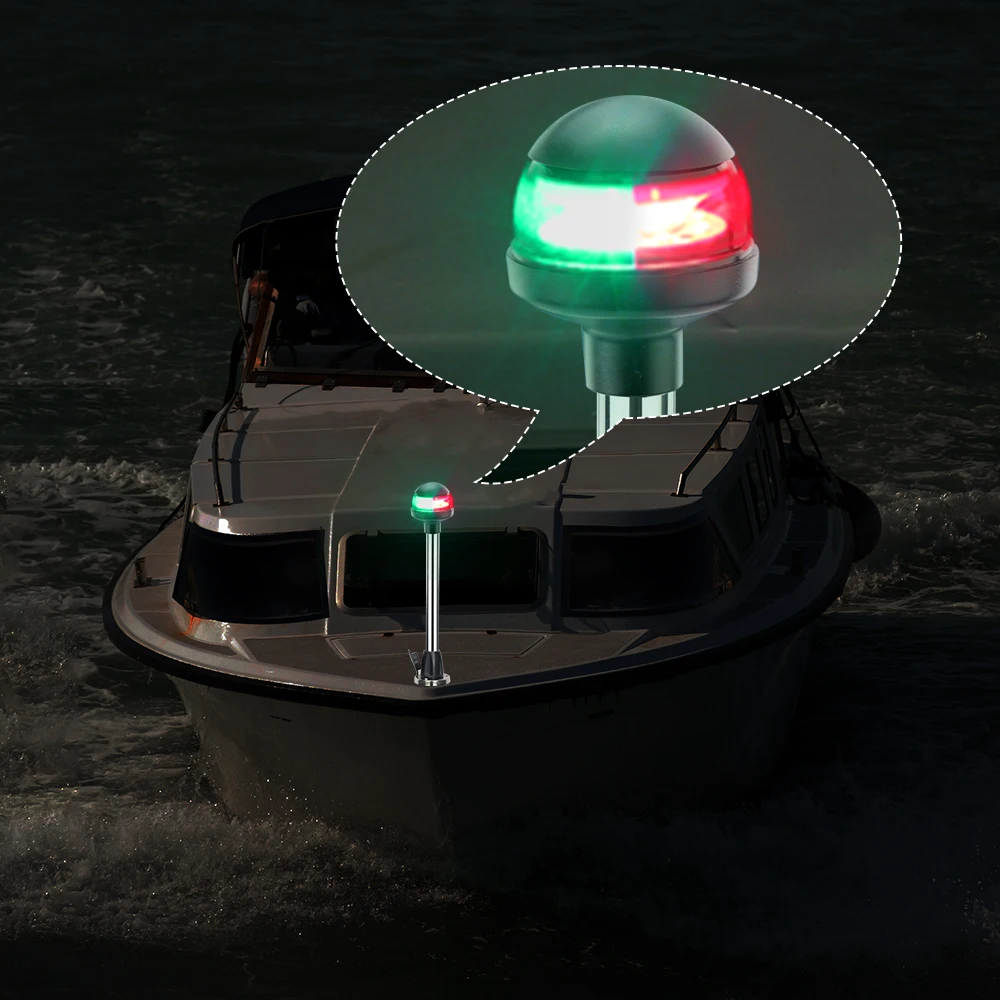 Luz de proa, luces de navegación para barcos, LED rojo y verde, poste de luz extraíble, Base de montaje enchufable de 2 pines, DC12V 12 pulgadas - imagen 4