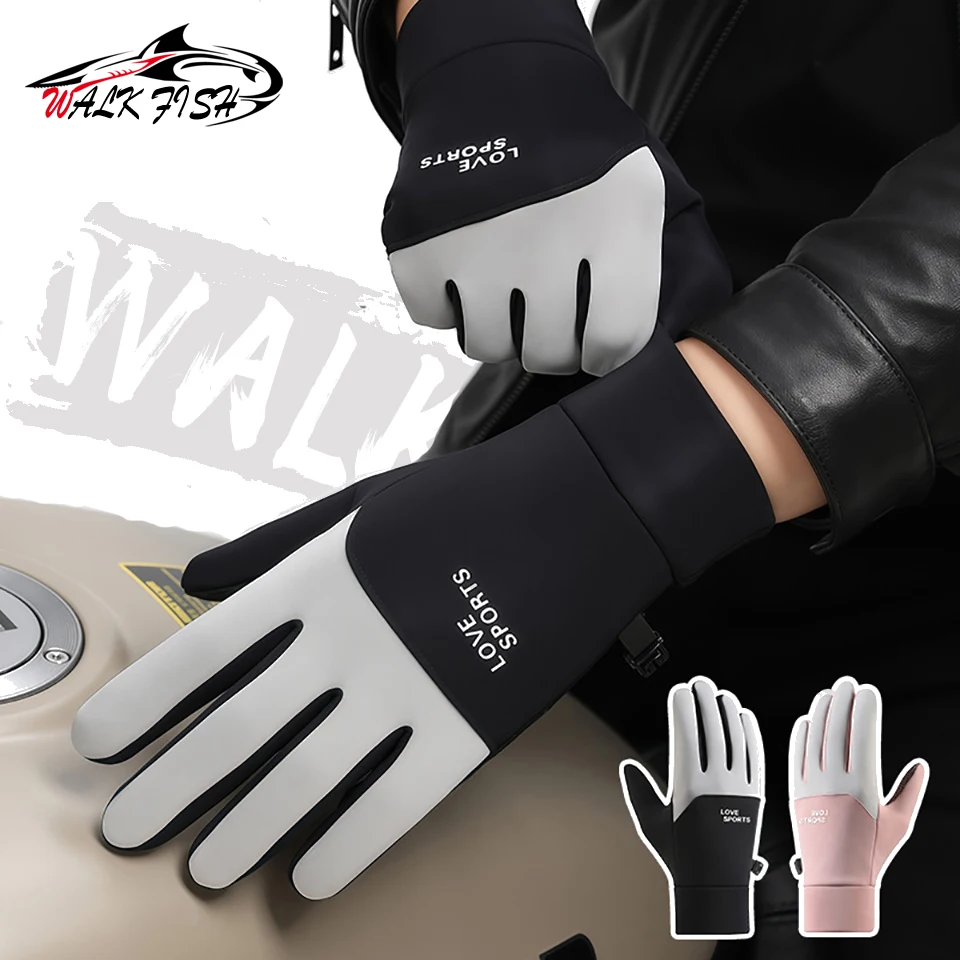 WALK FISH-guantes de pesca para hombre, de invierno, con forro polar grueso, a prueba de viento, anticongelante, pantalla táctil, deportes al aire libre, correr y ciclismo - imagen 2