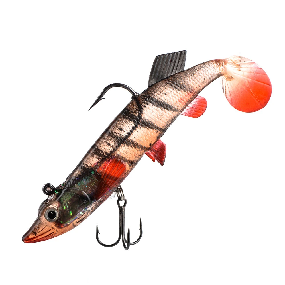 FTK-señuelo de pesca suave con ojos 3D, cebos de pesca con cola en T, anzuelo triple, cebo Artificial, plantilla para pesca, 8g/18g/28g/40g - imagen 4