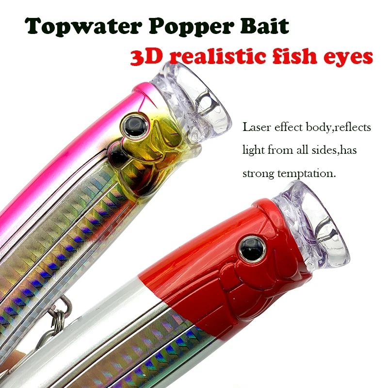 Señuelo de pesca Testar 150mm 60g flotante Pop Trolling Popper cebo agua salada Topwater Wobblers Japón láser Jerkbait pez dorado atún - imagen 5