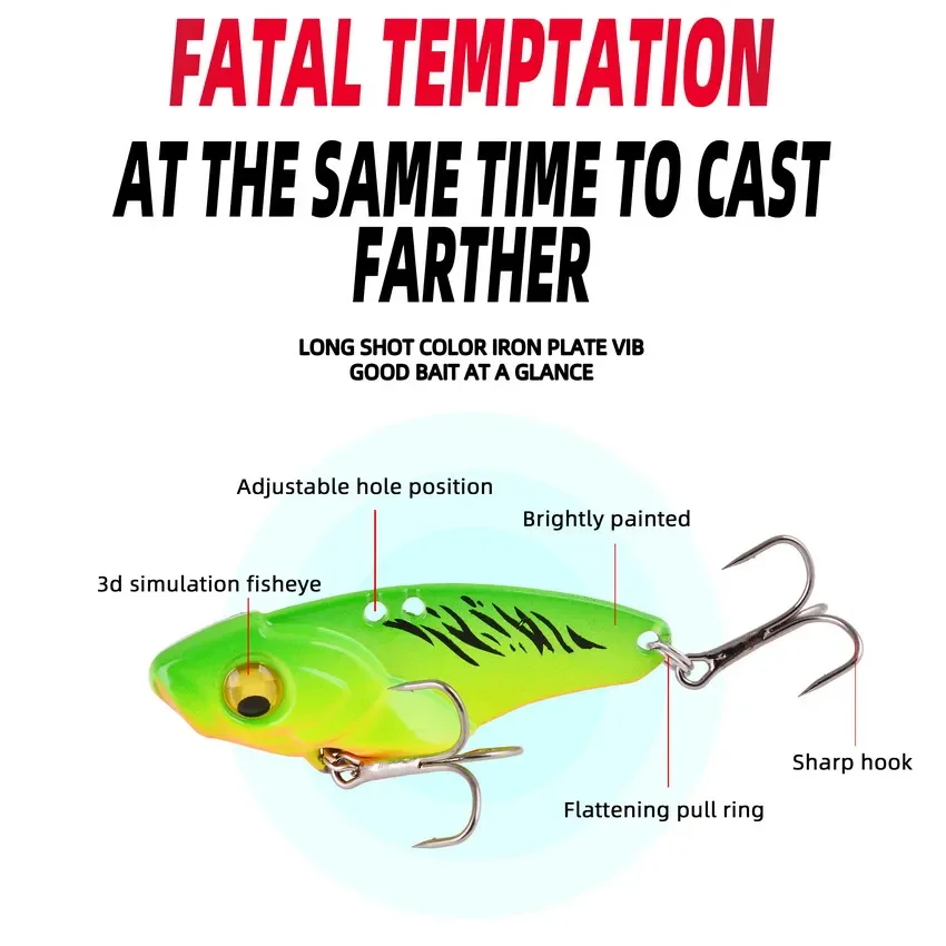 Señuelo de Metal de hoja Vib, cebos de vibración que se hunden, ojos 3D, Vibe Artificial para pesca de lubina, perca, 5 unids/set por juego - imagen 5