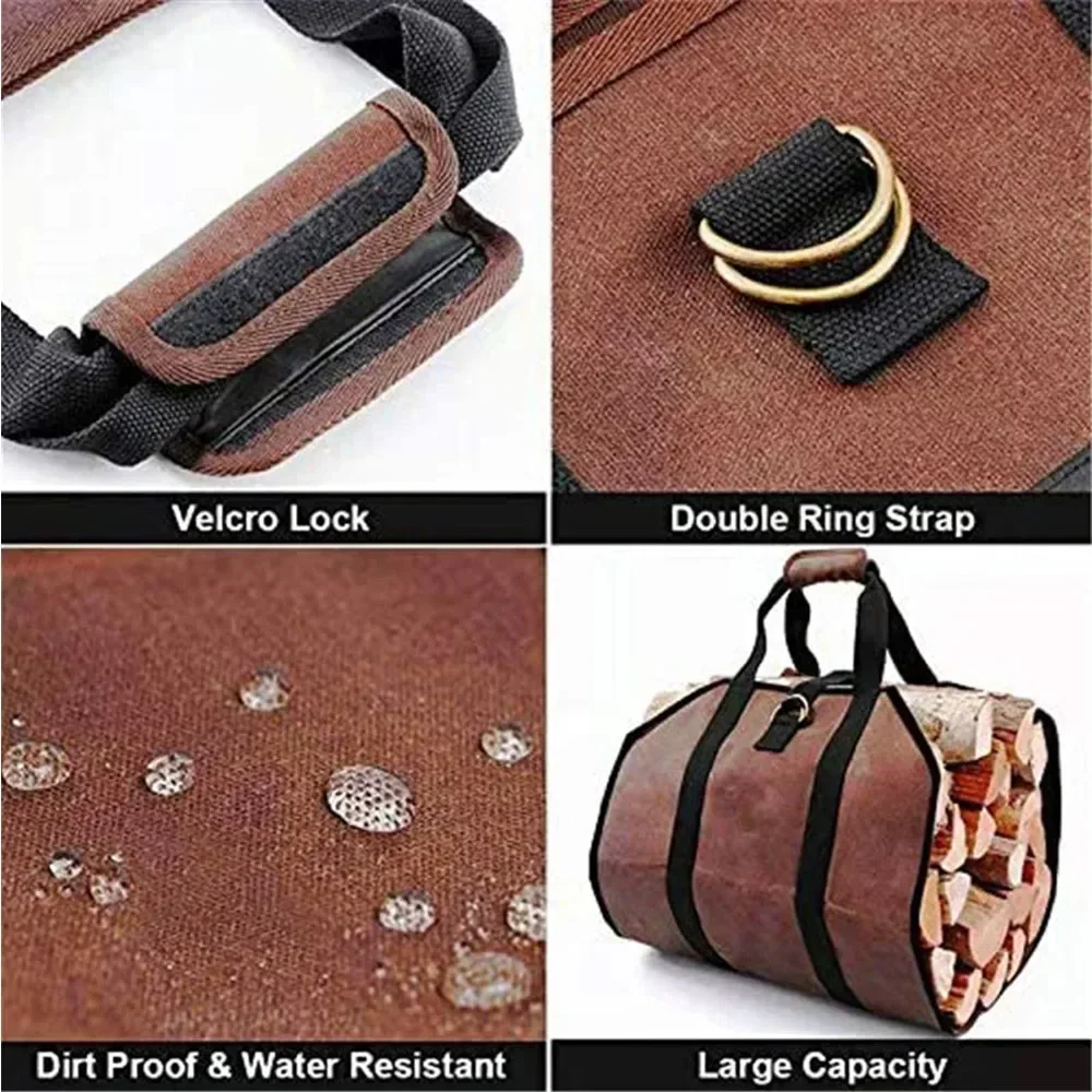 Bolsa de lona para leña – Gran capacidad y transporte cómodo - imagen 5