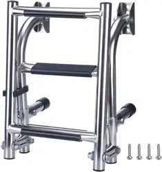 Escalera de barco plegable de 3 escalones de acero inoxidable marino, pontón pulido, Escada de embarque Para Barco, equipo Catera de 2 + 1 escalones, Lancha