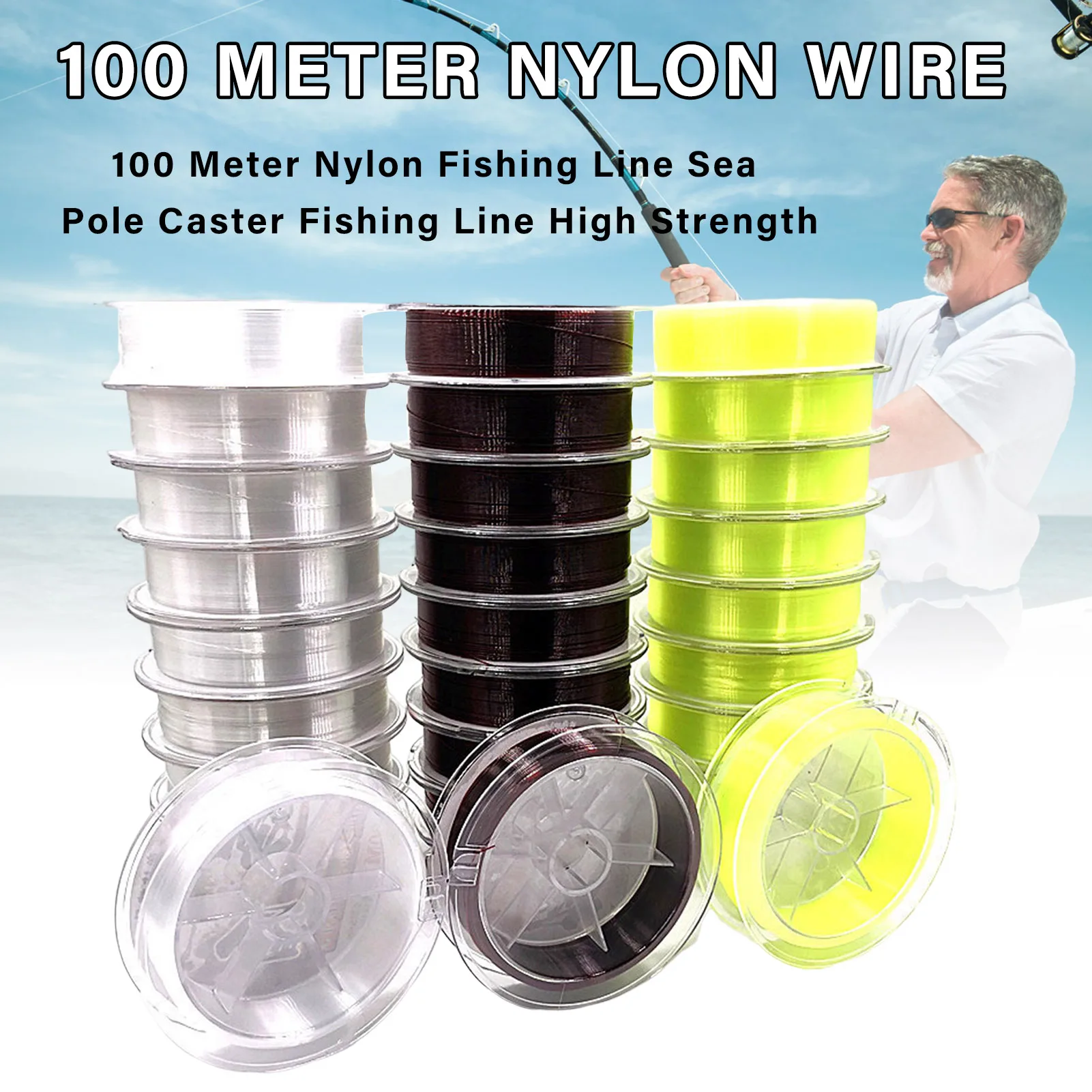 Línea de pesca de nailon de 100m, rodillo de sedal portátil para agua dulce, agua salada, pesca en hielo en invierno, línea de pesca con rodamiento de alta carga - imagen 2