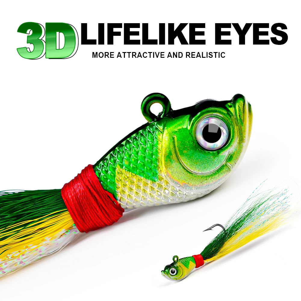 PROBEROS-anzuelos Multicolor con cola de gallo, accesorios de pesca de acero al carbono con púas, 7g-56g - imagen 5