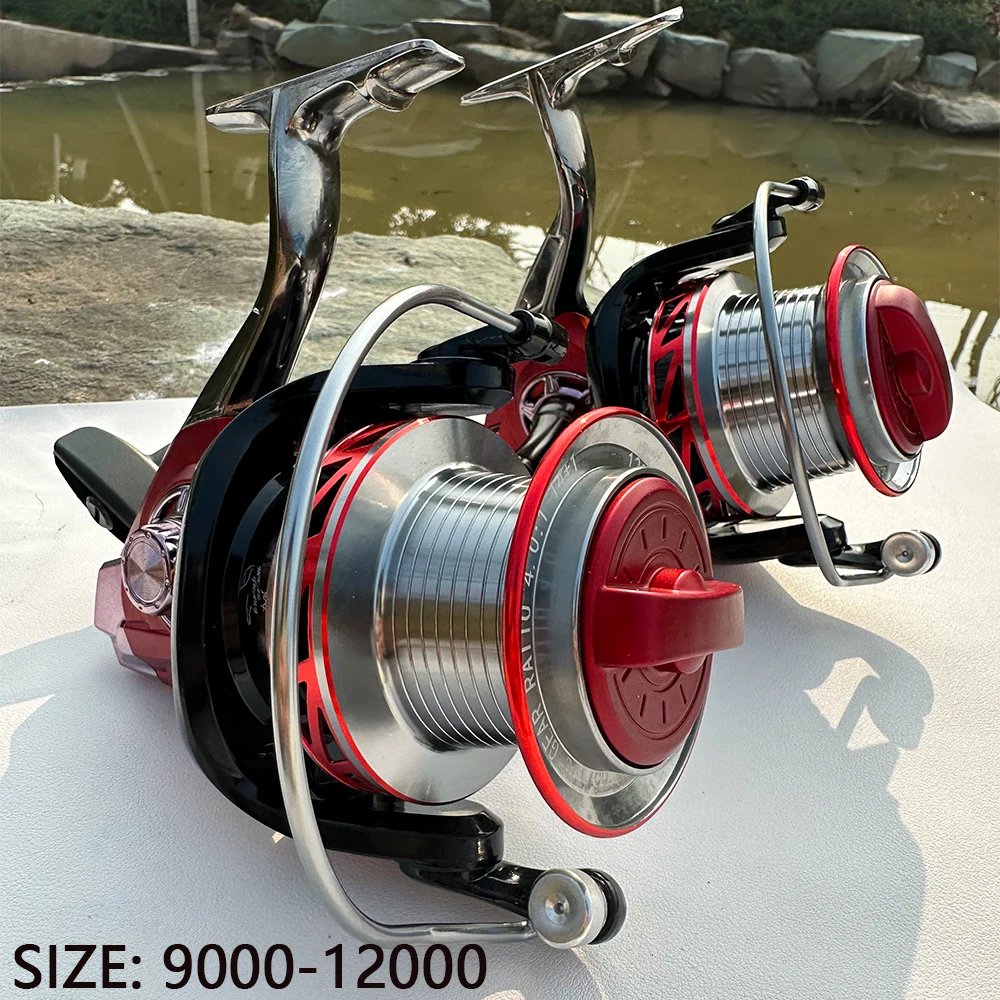 Carrete de pesca serie 9000/10000/12000, carrete de Metal de gran capacidad, rueda giratoria para pesca en el mar, máximo 25kg, pies de Metal duraderos
